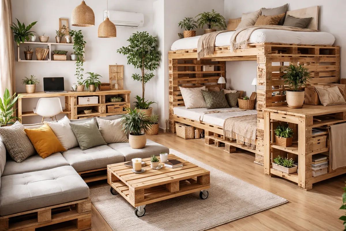 Comment utiliser des palettes pour optimiser l'espace dans un petit appartement